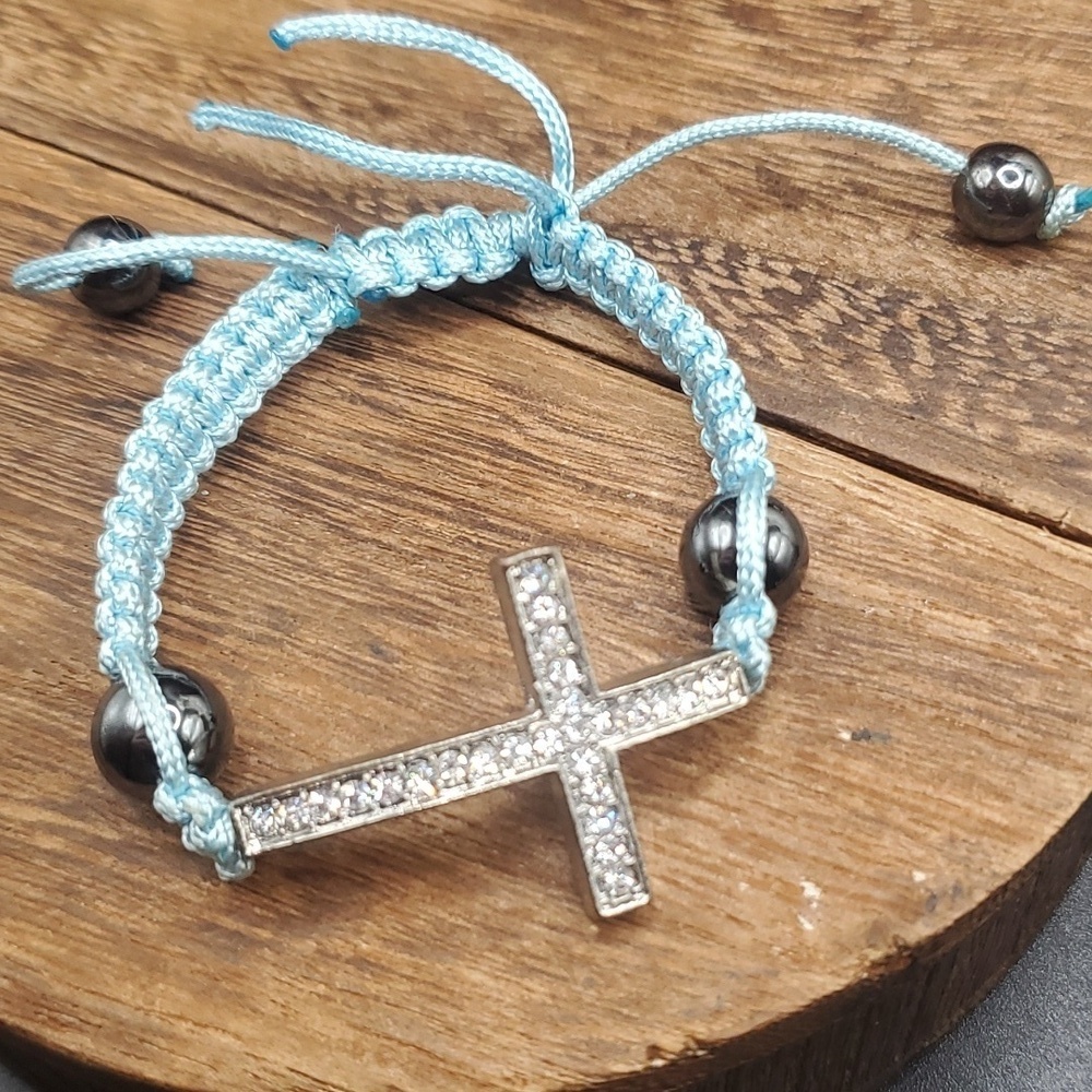 High end heavy duty crystal cross‎ paracord  bracelet B1916